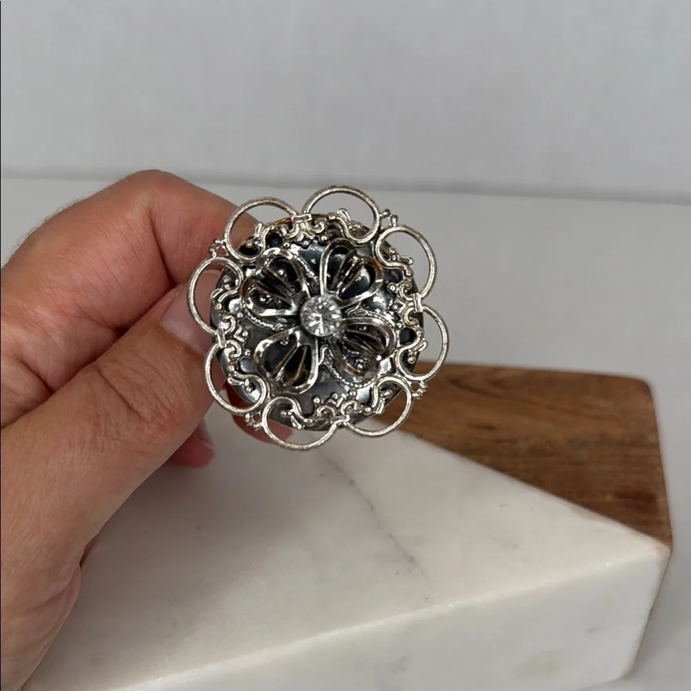 Vintage Intricate Silver Filigree Adjustable Ring lot D16